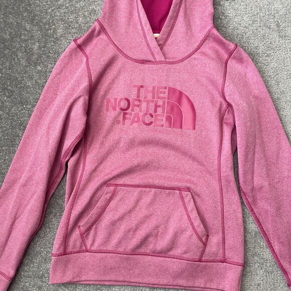The North Face Hoodie Womens Small Pink Hooded Sweatshirt Pullover Sweater Logo - Picture 2 of 8